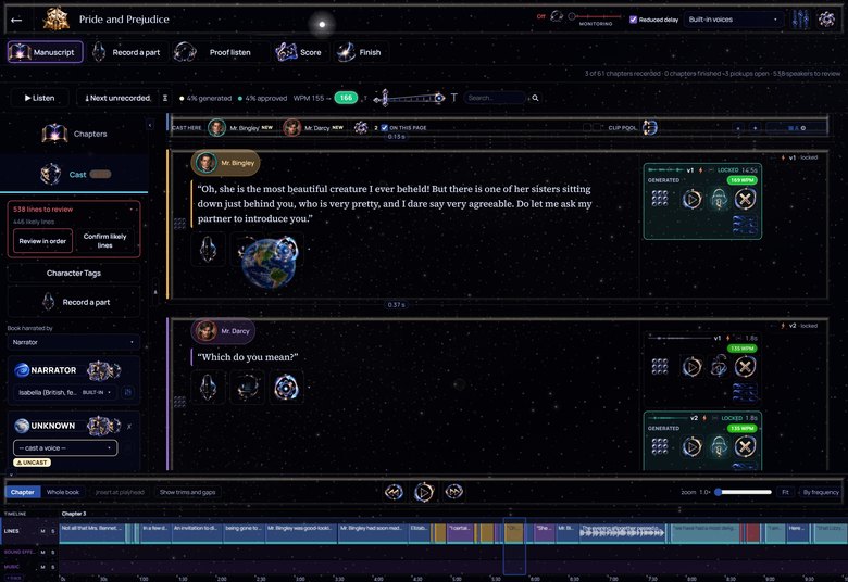The StellAurator studio in the Celestial Aura theme.